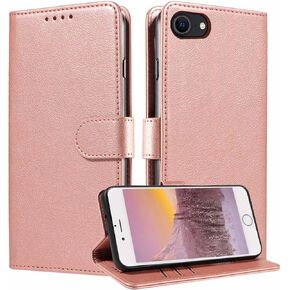 JanCalm for iPhone 6/6S/7/8/SE 2020/SE 2022 Case Wallet,RFID Blocking Phone Flip Cases,[Card Holder/Cash Slots] [Kickstand] Magnetic Clasp Leather Protective Folio Cover (Brown)