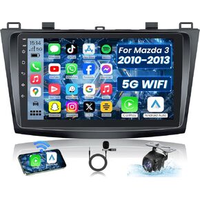Car Radio for Mazda 3 2010 2011 2012 2013 DSP GPS 5G-WiFi Bluetooth 5.0 FM SWC 1280x800 Touchscreen with Wireless Carplay & Android Auto 1080P AHD Backup Camera