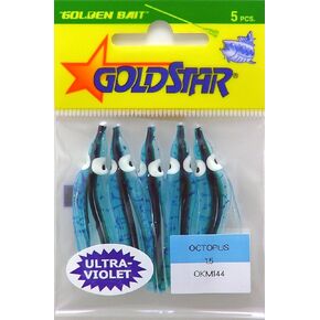 Silver Horde 10103144 Micro Squid (Octopus 1.5) (1¾") 5/pkg. Ultra-Violet/Blue Spatter