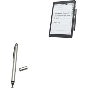 BoxWave Stylus Pen Compatible with Geniatech KloudNote - DualTip Capacitive Stylus, Fiber Tip Disc Tip Capacitive Stylus Pen - Metallic Silver