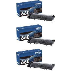 Brother TN660 (TN-660) High Yield Black Toner Cartridge, 3-Pack