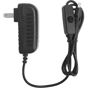 Power Supply Adapter for Raspberry Pi, 15W 5V 3A Power Supply with Switch Integrated Micro USB Adapter,for 3B+/3B/2B (US)