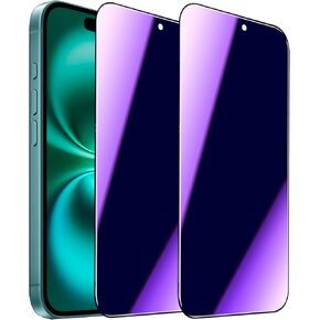 2 حزمة متوافقة مع واقي شاشة الخصوصية iPhone 16 ، ومكافحة حماية العين المضادة للضوء ، والزجاج ، 6.1 '' ، مقاومة للخدش ، تغطية كاملة ، ودية للحالة