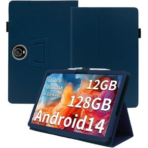 Case for COLORROOM C5//JIKOCXN C5 Android 14 Tablet 11 Inch 2024 Upgraded Version，Premium Leather Business Folio Stand Cover with Hand Strap for Tablet,Blue.