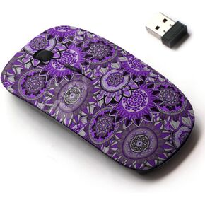 2.4G Wireless Mouse with Cute Pattern Design for All Laptops and Desktops with Nano Receiver - Vintage Mandala
