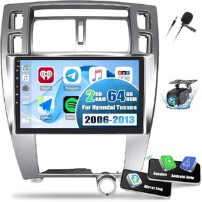 [2+64G] Android 13 Car Stereo for Hyundai Tucson 2006-2013 with Wireless/Wired Carplay&Android Auto,10.1’’ Touch Screen Car Radio with Mirror Link,BT,FM/RDS,WiFi,GPS,SWC,1080P,USB+AHD Backup Camera in Kuwait