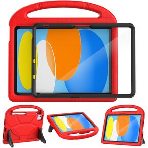 YIHE Kids Case for iPad Air 6th Gen M2 (11", 2024) & iPad Pro 11-inch M4 (5th Gen, 2024) & iPad 10th Gen (10.9", 2022) with Built-in Screen Protector & Pen Holder, Red Black