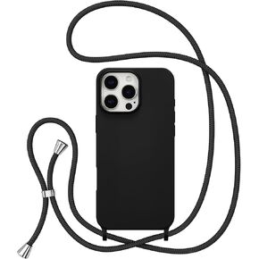 ZTOFERA for iPhone 16 Pro Case with Strap,Crossbody Phone Case with Adjustable Neck Shoulder Lanyard,Soft Silicone Shockproof Protective Phone Cover for iPhone 16 Pro 6.3 inch-Black