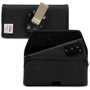 Turtleback Belt Clip Case Designed for Samsung Galaxy Note 20 Ultra (2019) / Google Pixel 6 Pro Belt Holster Black Nylon Pouch with Heavy Duty Rotating Belt Clip, Horizontal