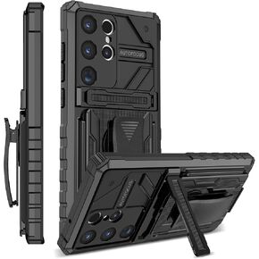 Swivel Belt Clip Holster for Samsung Galaxy S25 Ultra (Not S25), Heavy Duty Rugged Shockproof Protective Phone Holster Case with Kickstand for Samsung Galaxy S25 Ultra BJ-Black