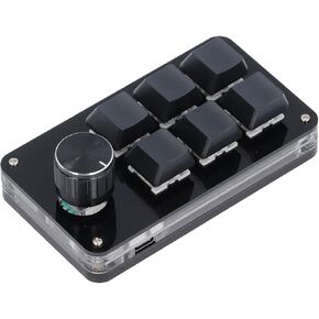Walfront Mini Macro Mechanical Gaming Keyboard with Customizable Knobs Ergonomic Design Plug and Play ABS Acrylic Metal 6 Keys Keypad for Gaming Office Music Media