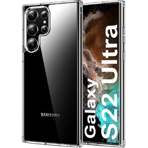 HOOMIL Case for Samsung Galaxy S22 Ultra 5G 6.8-Inch, Non-Yellowing, Drop Protection, Anti-Scratch Transparent Hard Back Phone Cover - Crystal Clear