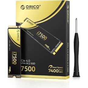 ORICO i7500 4TB M.2 NVMe SSD, PCIe Gen4x4 M2 2280 SSD, Up to 7300MB/s Read & 6200MB/s Write, 3D NAND Flash Internal Solid State Drive with SLC Cache, Compatible with Laptops PC Desktops