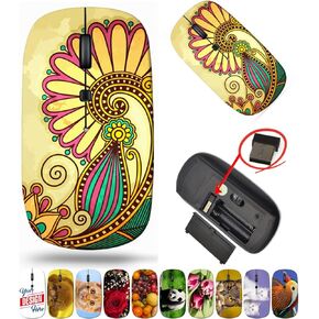 maizi Mouse for Laptop Chromebook Laptop PC Notebook Mice for Laptop Image ID: 14984911 Flower Design on Grun 2.4G USB Receiver Portable American-Made Product