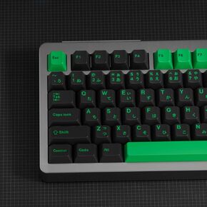 Gliging PBT Keycaps 135 Keys Green Cherry Profile Dye-Sub Minimalist Keycap Compatible with GH60 / GK64 / GK61 / 68/87/104 Keyboard
