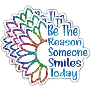 (3Pcs) Be The Reason Someone Smiles Today Stickers Laptop - Waterproof Vinyl for Car, Phone, Water Bottle - Cute Inspirational Positive Quote Decal More 2,6" x 3" inches