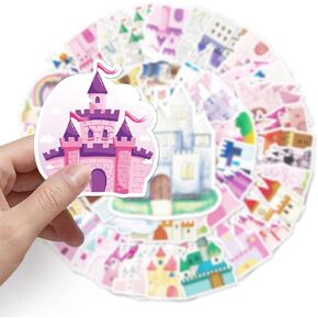 Dream Castle Sticker Kids Sticker Prince Princess Romantic Fairy Tale Peel and Stick Decals for Kids(50PCS)