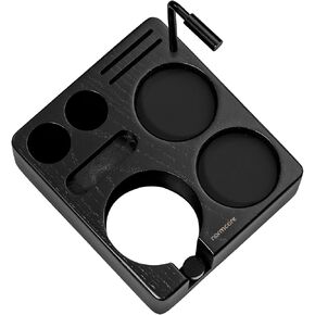 Normcore Espresso Tamping Station, Genuine American Black Ashwood, Coffee Tamper, Distributor, WDT, Puck Screen, Portafilter Holder Stand, Solid Black Ashwood for 58mm Espresso Machine Accessories