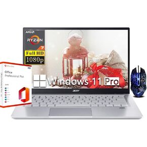 acer Swift 3 14" FHD IPS Laptop, Ultra Light Business Laptop, AMD Ryzen 7 5700U Octa-Core Processor, 16GB LPDDR4X, 512GB PCIe SSD, WiFi 6, Backlit KB, 100% sRGB, Fingerprint, Silver, Windows 11 Pro