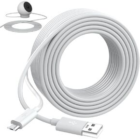 10M/33FT Micro USB Cable Power extension Cord Compatible with eufy Indoor Camera E200 WYZE Cam Pan V3 V4 Blink Xiaomi Mi 360°Camera 2K Pro Extra Long Micro USB Charging Cable for Security Camera,White