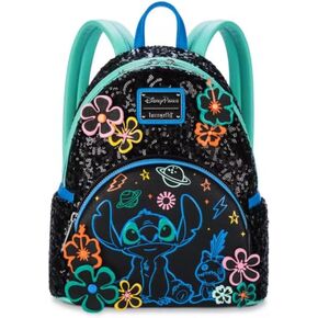Theme Park Merchandise DParks LF Stitch 626 Day Black Neon Sequin Mini Backpack
