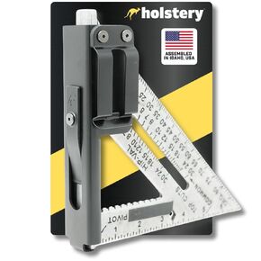 Holstery SquareMaster Pro | Square Holder - Clip-On Rafter Square Holster for Tool Belt - Great for Carpenters, Framing, Woodworking - Spring Steel Belt Clip