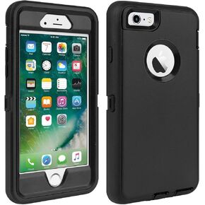CAFEWICH for iPhone 6S Case, Heavy Duty Shockproof High Impact Tough Rugged Hybrid Rubber Defender Protective Anti-Shock Silicone Phone Cover for iPhone 6 4.7 Inch (Black)