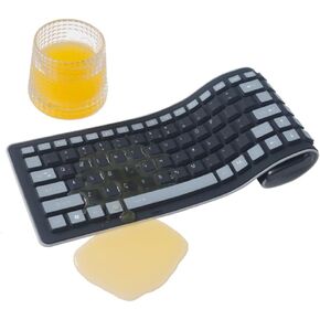 King Mills Waterproof Flexible Foldable Wireless Roll Up Keyboard Made of Silicone, Ideal as Spare Keyboard, Kids Computer Keyboard (Black, Wireless)