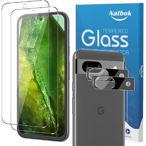 2+2 Pack for Google Pixel 8a Screen Protector with Camera Lens Protector,Full Coverage 9H Tempered Glass Film,HD Clear Scratch Resistant,Bubble-Free for Pixel 8a Screen Protector
