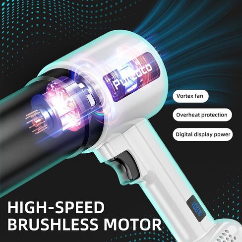 compresse air Duster Electric Air Duster Jet Dry Mini Blower Turbo Fan Jet air Blower Three speeds brushless Motor for car Computer Keyboard Garden Cleaning 1500W 2PCS Batteries (Green) in Saudi Arabia