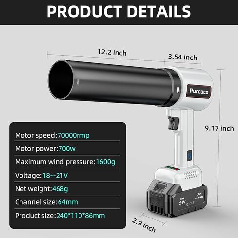 compresse air Duster Electric Air Duster Jet Dry Mini Blower Turbo Fan Jet air Blower Three speeds brushless Motor for car Computer Keyboard Garden Cleaning 1500W 2PCS Batteries (Green) in Saudi Arabia