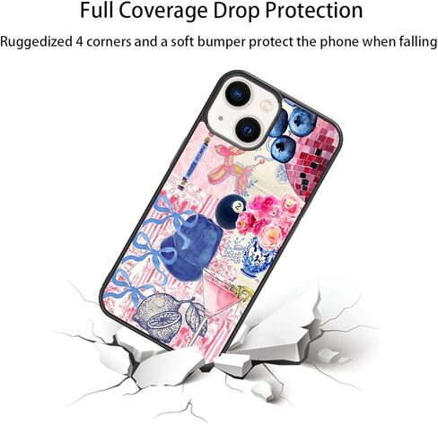 Aesthetic Collage Phone Case Shockproof Protective Trendy Preppy Phone Case for iPhone 13 Pro Cute Flower Bow Phone Case in Saudi Arabia