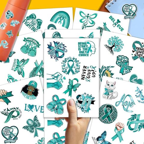 64 PCS ملصقات التوعية بسرطان المبيض ، شريط مزخرف ، شرس مقاوم للماء لزجاجات المياه ، أمتعة كمبيوتر محمانية ، المراهقين ، البالغين ، in Kuwait