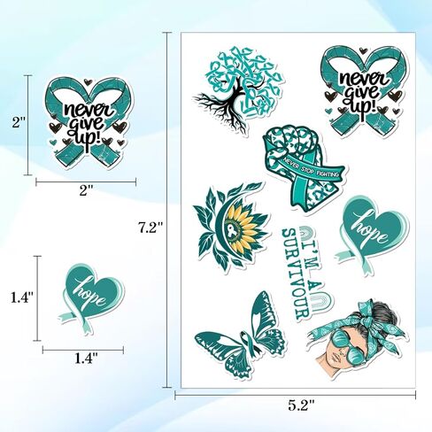 64 PCS ملصقات التوعية بسرطان المبيض ، شريط مزخرف ، شرس مقاوم للماء لزجاجات المياه ، أمتعة كمبيوتر محمانية ، المراهقين ، البالغين ، in Kuwait