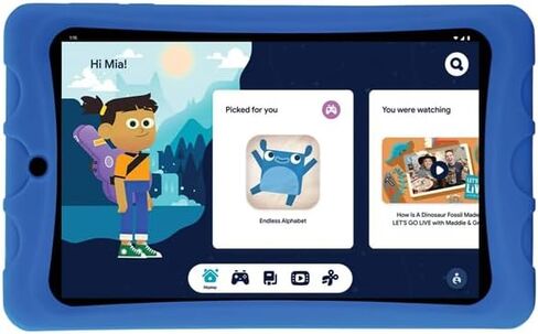 onn. 8-inch Kids Tablet, 2.0 GHz Quad-Core, 32GB Storage, 2GB RAM, 8" (1280 x 800) Touchscreen, Android 12, Charcoal - with Blue Rubberized Case (Renewed) in Saudi Arabia