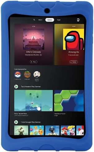 onn. 8-inch Kids Tablet, 2.0 GHz Quad-Core, 32GB Storage, 2GB RAM, 8" (1280 x 800) Touchscreen, Android 12, Charcoal - with Blue Rubberized Case (Renewed) in Saudi Arabia