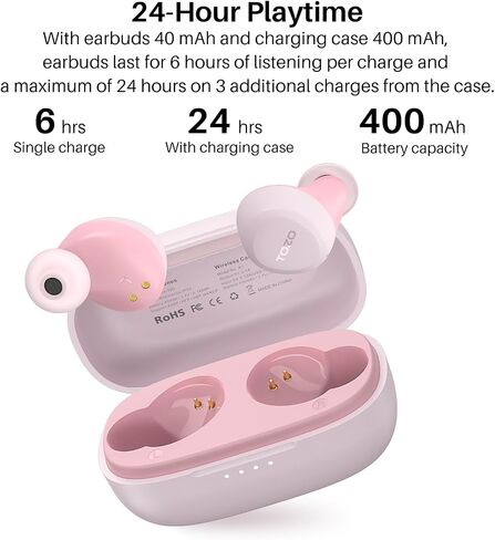TOZO A1 Mini Wireless Earbuds Bluetooth 5.3 in Ear Light-Weight Headphones Built-in Microphone, IPX5 Waterproof Pink (Renewed) in Saudi Arabia