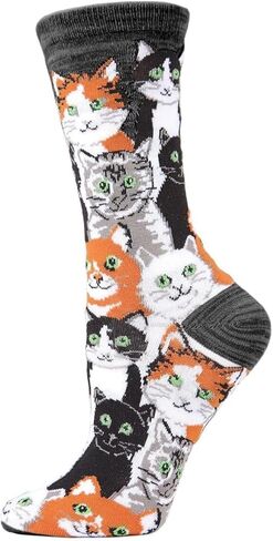 MeMoi Multi Cat Club Rayan Blend Crew Socks in Kuwait