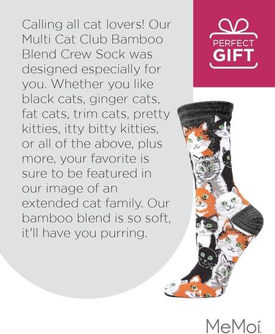MeMoi Multi Cat Club Rayan Blend Crew Socks in Kuwait