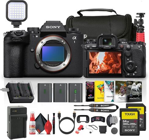 Sony Alpha a1 II Full-Frame Interchangeable Lens Mirrorless Camera (ILCE-1M2) + 2 x 64GB Memory Card + 2 x NP-FZ100 + Photography Software + LED Light + Camera Bag + Flexible Tripod + More (Renewed) in Saudi Arabia