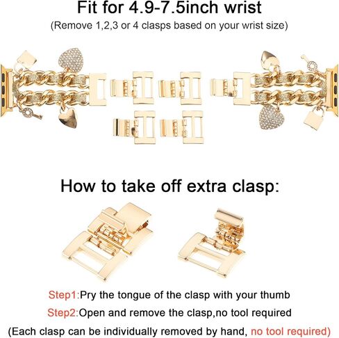 Cuban Chain Metal Band Compatible with Apple Watch Bands 49/46/45/44/42/41/40/38mm Women,Stylish Cowboy Link with Cute Charms Pendants Dressy Wristband for iWatch Series 10 Ultra 2 9 8 7 6 5 4 3 2 SE in Saudi Arabia