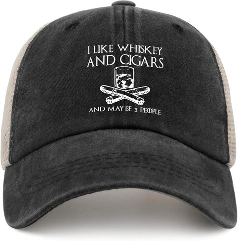 Funny Hat I Like Whiskey and Cigars and Maybe 3 People Hat for Men Baseball Caps Adjustable Caps in Kuwait