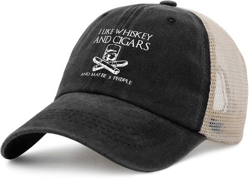 Funny Hat I Like Whiskey and Cigars and Maybe 3 People Hat for Men Baseball Caps Adjustable Caps in Kuwait