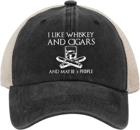Funny Hat I Like Whiskey and Cigars and Maybe 3 People Hat for Men Baseball Caps Adjustable Caps in Kuwait