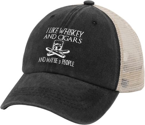 Funny Hat I Like Whiskey and Cigars and Maybe 3 People Hat for Men Baseball Caps Adjustable Caps in Kuwait