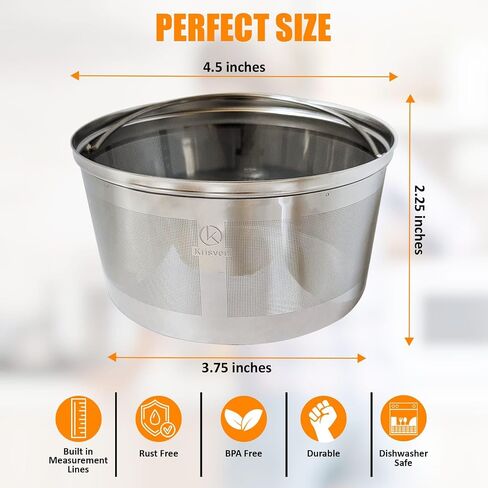 Reusable Coffee Filter Basket with Measurement Lines, Stainless Steel Permanent Metal Coffee Filter, Compatable with Many Standard Coffee Makers. in Saudi Arabia