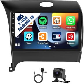 CAMECHO 2+64G for KIA Forte Cerato K3 2013-2018 Android 13 Car Stereo with Wireless Apple CarPlay Android Auto 9" Touch Screen with Backup Camera GPS Navigation HiFi WiFi Bluetooth FM RDS Head Unit