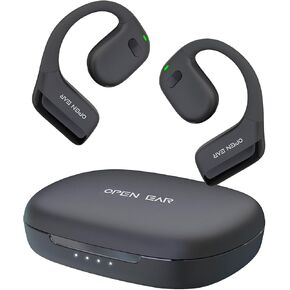 Open-Ear True Wireless Headphones - Bluetooth 5.3 Air Conduction Earbuds with Earhooks & Dual Mic, Headsets Compatible with iPhone & Android, IPX5 Waterproof Earphones for Sports, Black