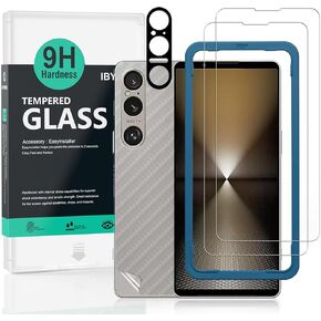 Ibywind 2 Pack Screen Protector For Sony Xperia 1 VI 5G 6.5",9H Hardness Tempered Glass,With 1Pc Camera Lens Protector,1Pc Back Carbon Fiber Film