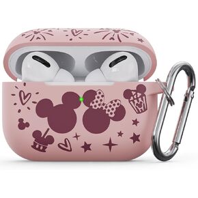 Engraved Silicone Case Compatible with AirPods Pro 2nd/1st Generation Case Cover, Two-Tone Cute Pattern Case with Keychain for AirPods Pro Case 2nd/1st Gen (2023/2022/2019) Women Girls, Pinks Winer